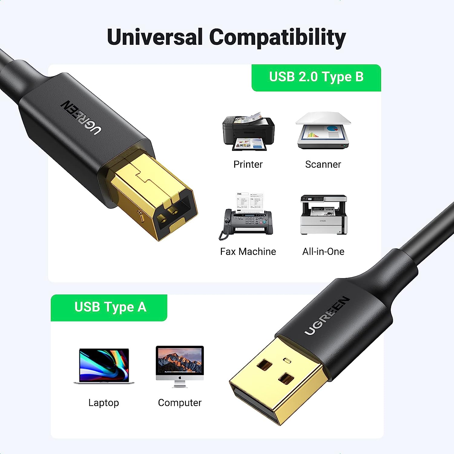 UGREEN USB 2.0 AM to BM Printer Cable 2M/3M UGREEN USB 2.0 AM to BM Printer Cable 2M/3M